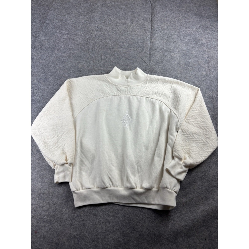VTG Choices From Gitano Womans M/L Cream Mock Neck Pullover Sweatshirt Retro 90s